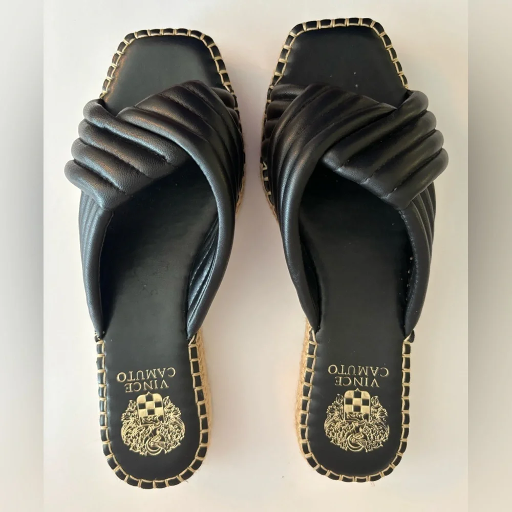 Vince Camuto Black Espadrille Platform Sandals Women’s Size 8.5